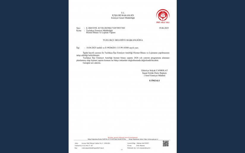 İLÇE EMNİYET HİZMET BİNASI YATIRIM PROGRAMINA ALINDI